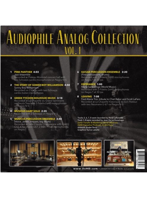2XHD Audiophile Analog Collection Vol. 1 mesterszalag