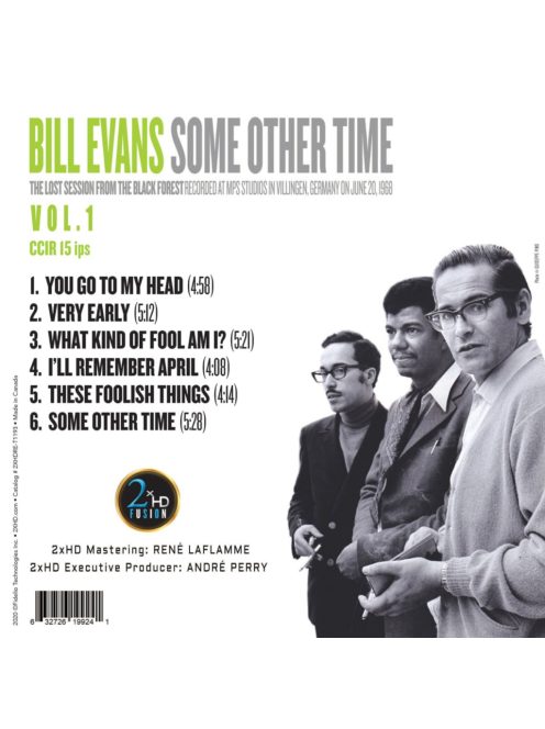 2XHD BILL EVANS SOME OTHER TIME: The Lost Session from the Black Forest VOL 1 mesterszalag
